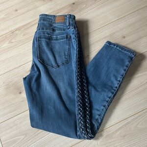 Judy Blue Medium Blue Skinny Jeans with Braided Detail